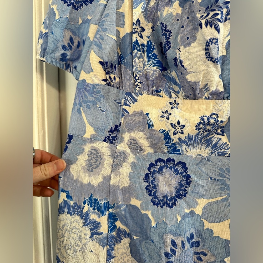 London Times Blue and White Floral Square-Neck Maxi Dress - Picture 2 of 3